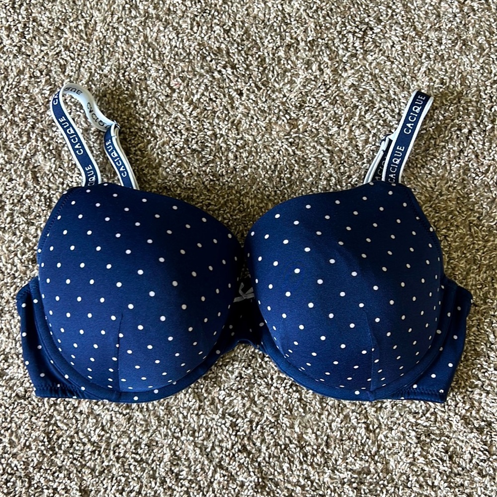 Cacique Blue & White Polkadot Underwire Bra Size 38D